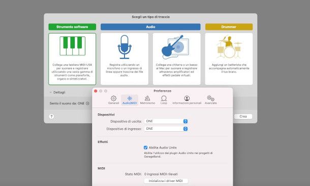 garageband creazione progetto