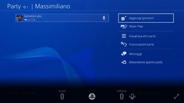 Accesso party PSN Riproduzione remota PS4