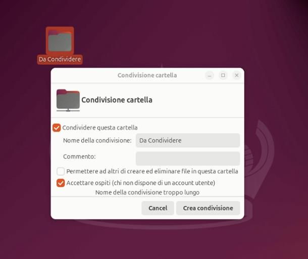 Come condividere una cartella in rete