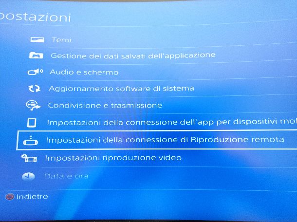 Impostazioni remote play