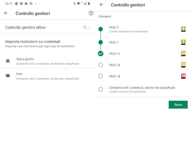 controllo genitori play store