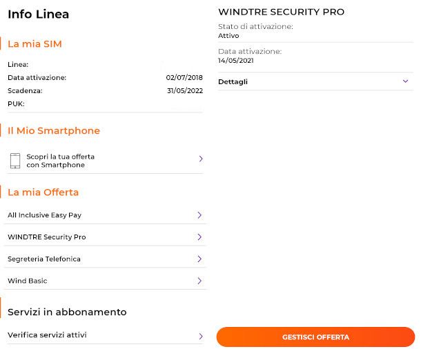 disattivazione WINDTRE Security Pro