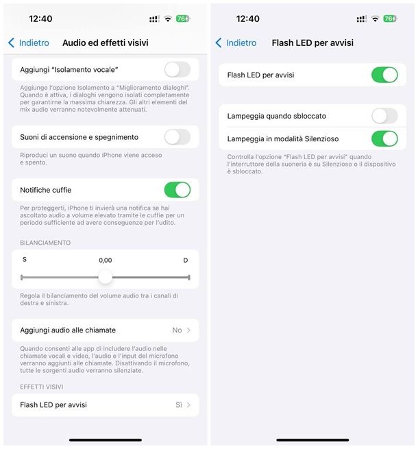 Come accendere la luce del telefonino quando si riceve una notifica