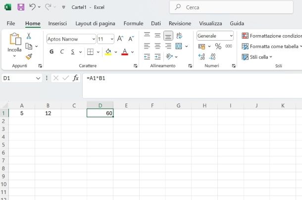 Come moltiplicare le celle di Excel