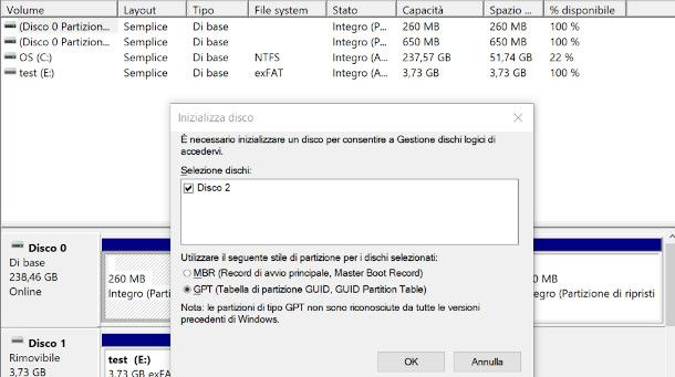 gestione disco windows