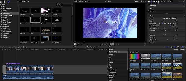 aggiungere testo final cut pro x