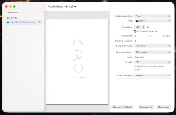 Acquisizione immagine macOS