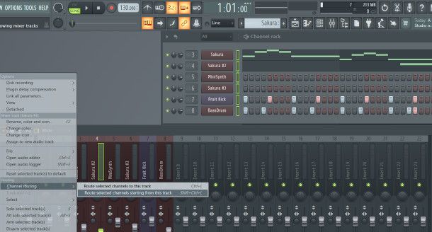 channel routing su mixer FL Studio