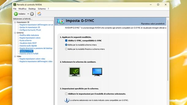 Pannello di controllo NVIDIA G-SYNC