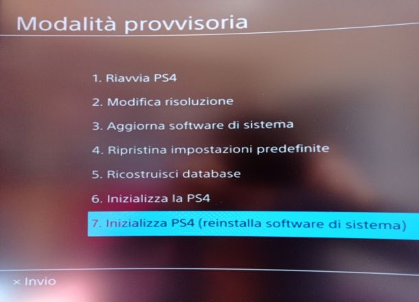 Modalità provvisoria PS4