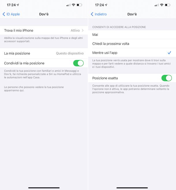 Impostazioni iOS per AirTag