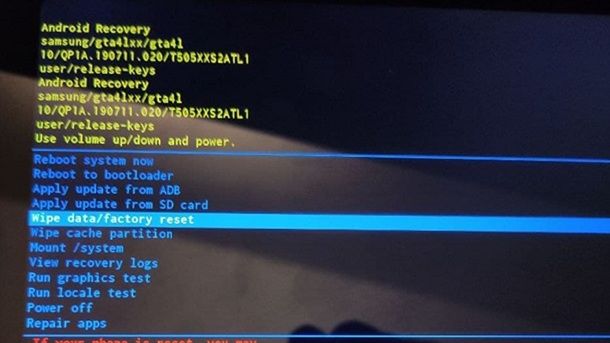 Modalità recovery tablet Android