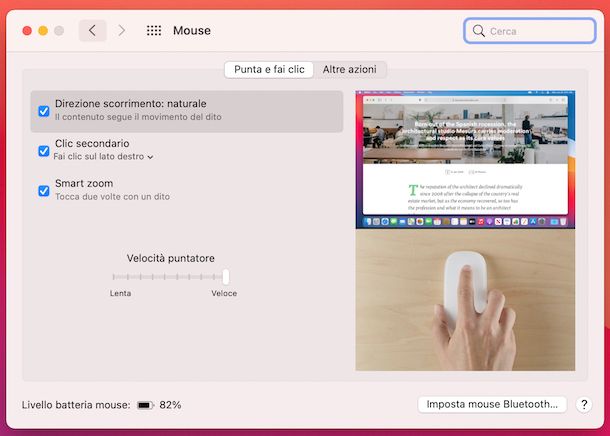Preferenze di Sistema mouse macOS