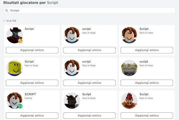 Cercare giocatori Roblox PC