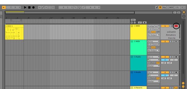 ableton come armare una traccia