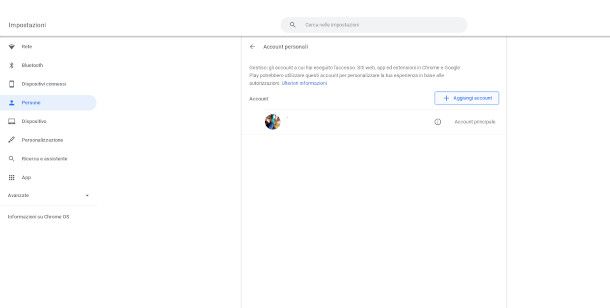 aggiungi account Chromebook