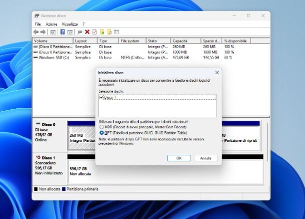 Come inizializzare un hard disk
