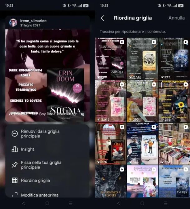 Riordinare la griglia su Instagram