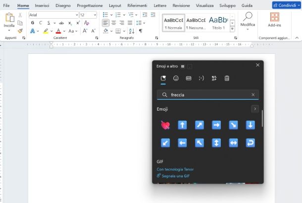 Come fare la freccia su Word