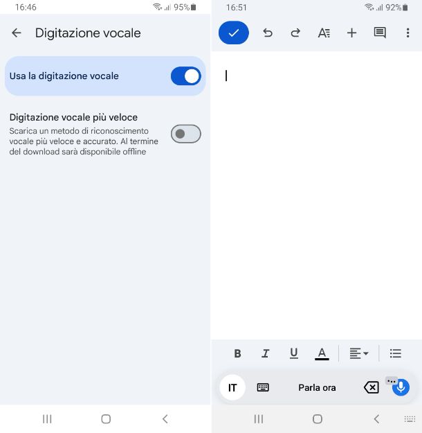 Dettatura vocale Gboard