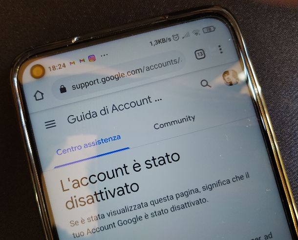 Account Google disattivato