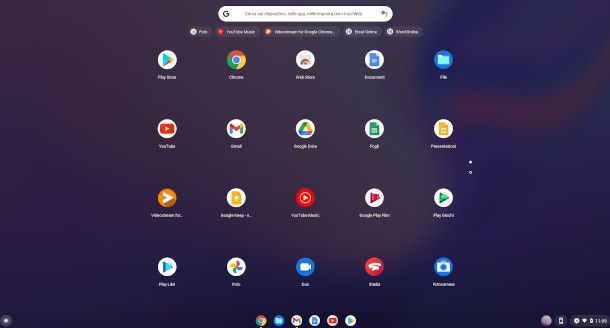 pannello app Chromebook