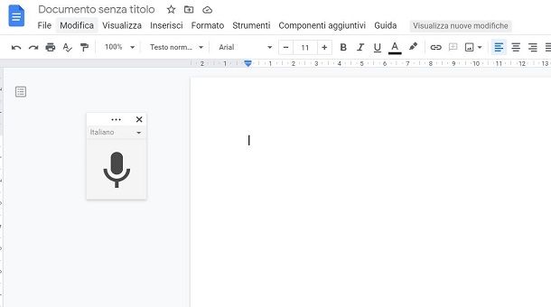 Digitazione vocale di Documenti in Chrome