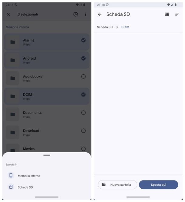 Come spostare file su scheda SD: Android