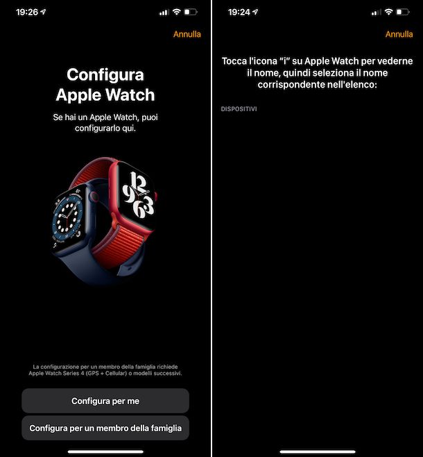 Abbinamento manuale Apple Watch