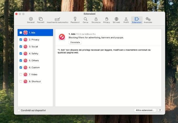 Come disabilitare adblock