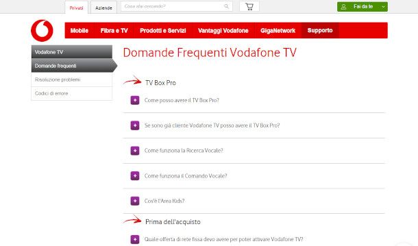 FAQ Vodafone TV