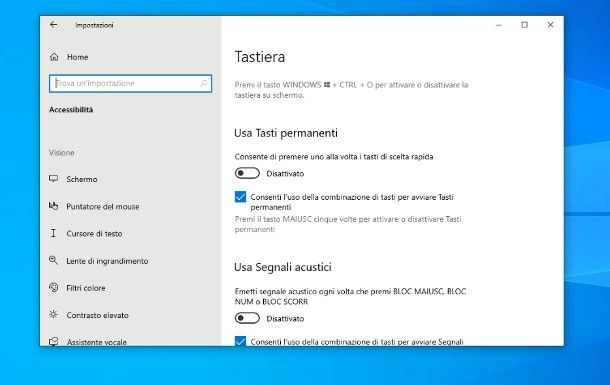 Come disattivare i tasti permanenti