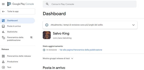 Applicazione inviata in revisione Play Store