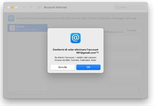 Eliminare Account Google da Mac