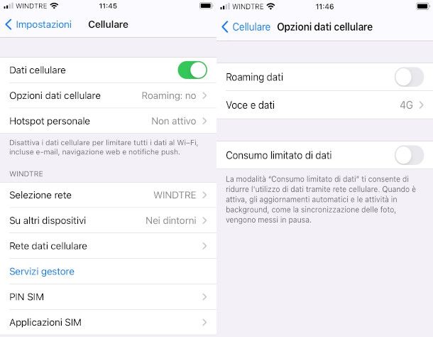 risparmio dati ios