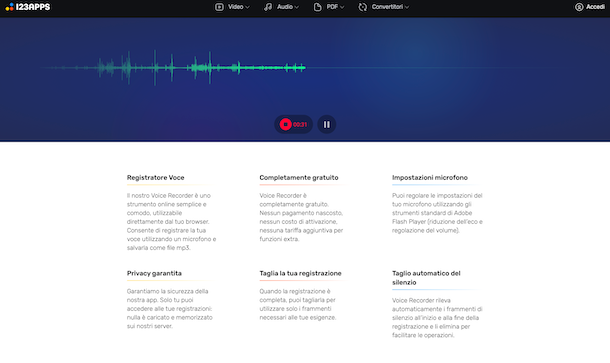 Registratore Voce di 123apps