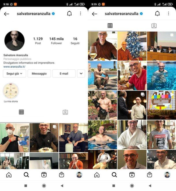 Feed personale di Instagram