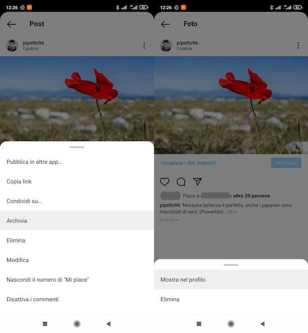 Archiviare post Instagram