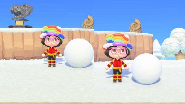 Grandezze palle di neve in Animal Crossing: New Horizons