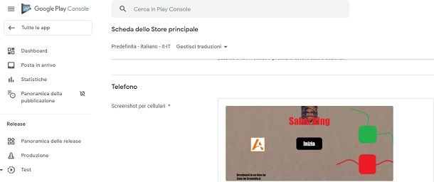 Caricamento screenshot Play Store