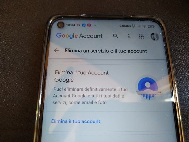 Eliminare Account Google