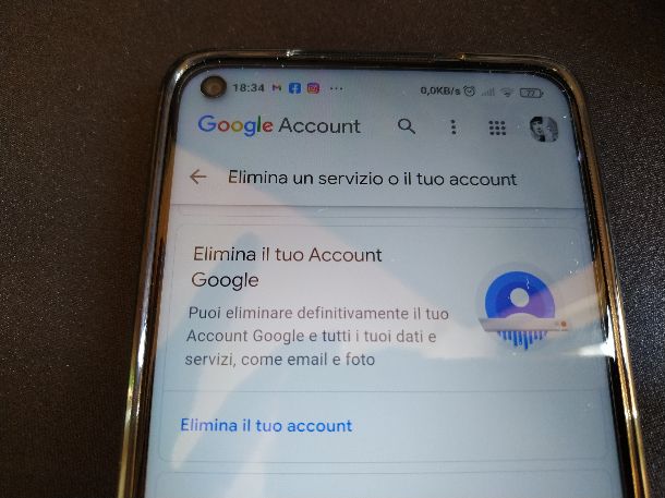 Eliminare Account Google