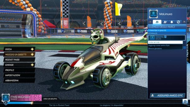 Funzioni social di Rocket League