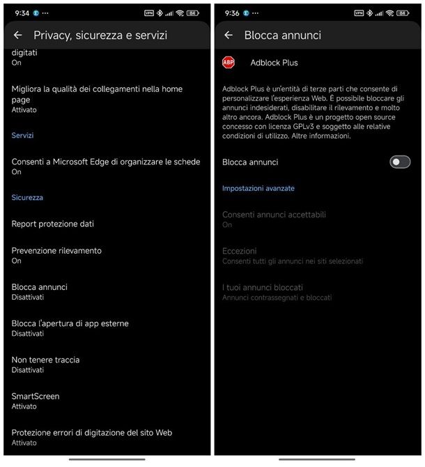 Come disabilitare adblock su Microsoft Edge