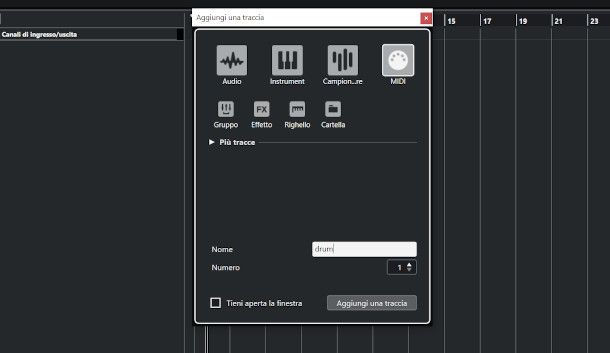 cubase aggiungere traccia