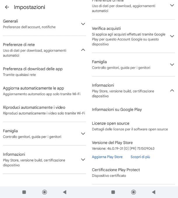 Aggiornare Play Store Android