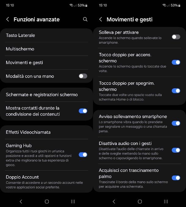 Gesti per fare screenshot Samsung