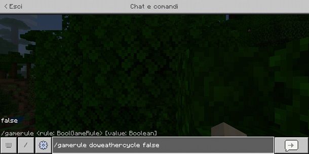 Disattivare tempo atmosferico su Minecraft