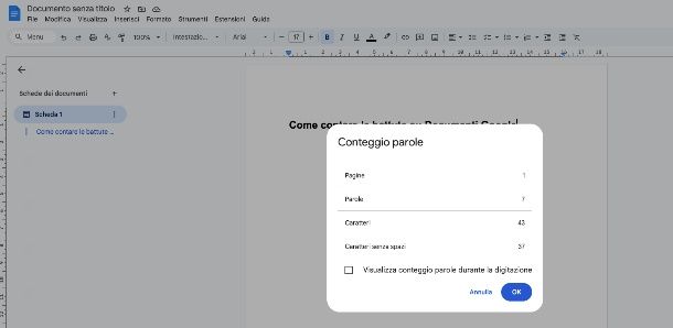 Come contare le battute su Documenti Google