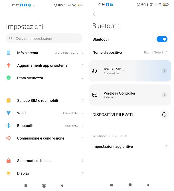 Attivazione Bluetooth Android
